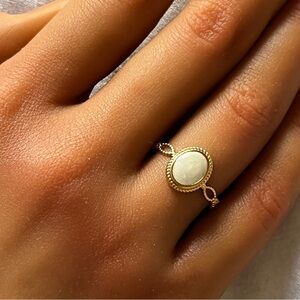 18K Gold Plated Stainless Steel Vintage Cameo Adjustable Ring